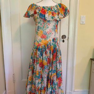 VTG Saint Laurent Rive Gauche floral maxi dress XS